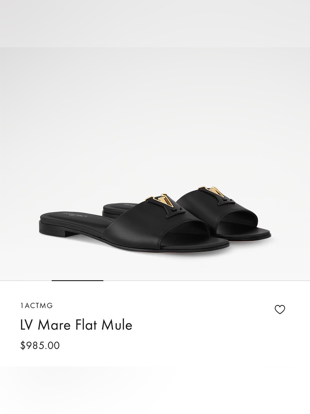 Louis Vuitton Black Open-Toe Slide Mules with Gold LV Hardware